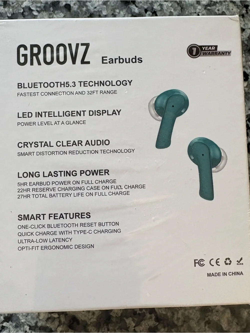 Groovz Teal True Wireless Earbuds with Charging Case. Sealed NWT